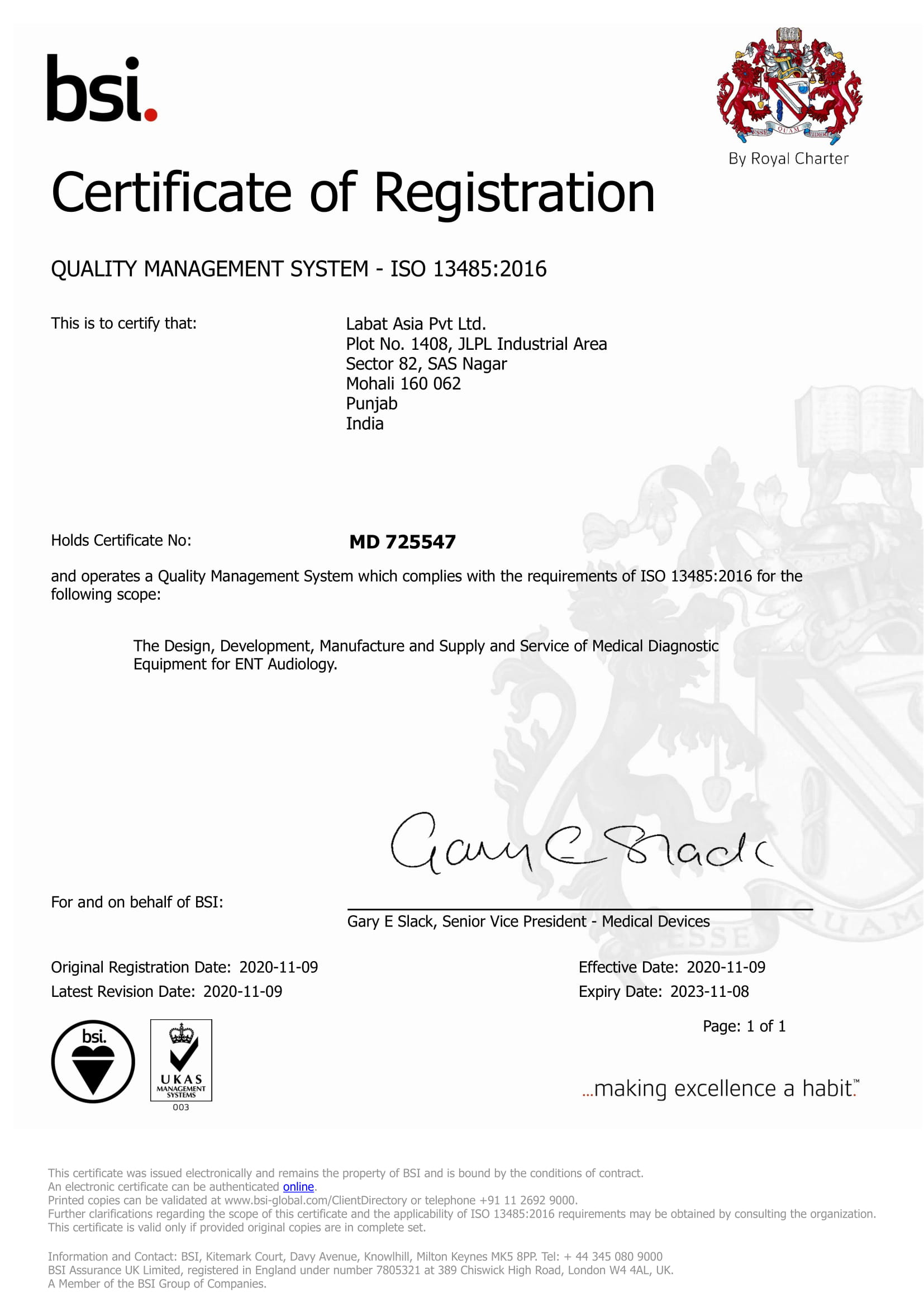ISO 13485 Certificate